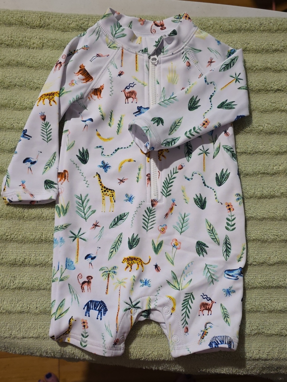 Janie and Jack Safari Animal Print Long-Sleeve One-Piece Swinsuit